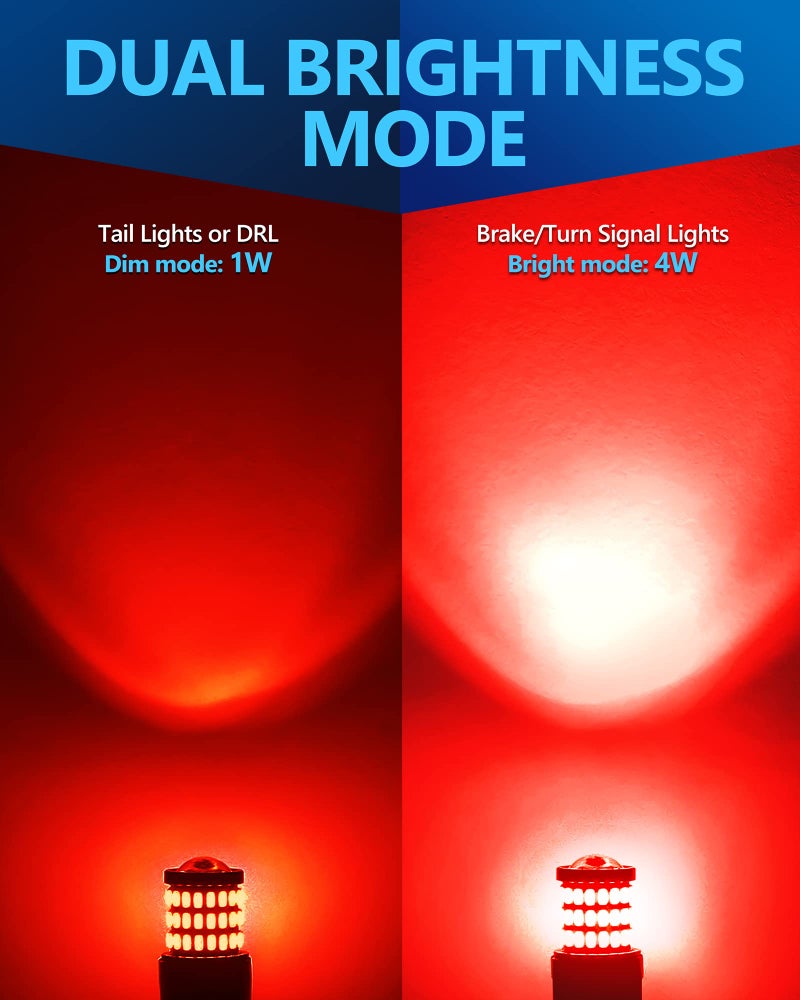 Yorkim Ultra Bright 7440 Led Bulb Red T20 7441 7443 7444 W21W Led Bulb for Backup Reverse Light, Break Light, Tail Light, Turn Signal Light Pack of 2 - Red - Image 3